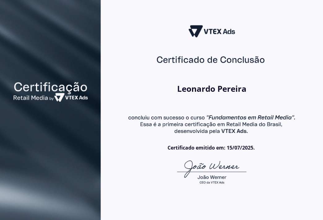 Certificado VTEX Retail Media